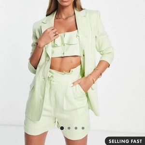 Lime green linen blazer
